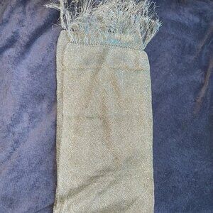 Scarf Wrap or Shawl Metallic Gold Long with Fringe Pretty Boho Scarf 24"